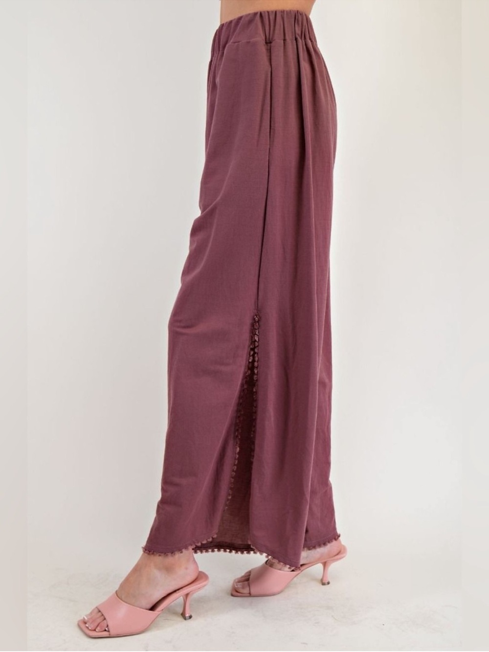 NWT Easel Faded Plum Mini Tassel Pant Size Medium - Picture 3 of 7